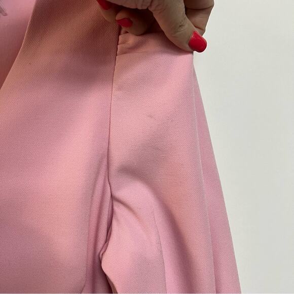 Black Halo Ellen Mini Dress Pink Bow Tie Puff Sleeve Preppy Coquette 8 $375 - Picture 8 of 12